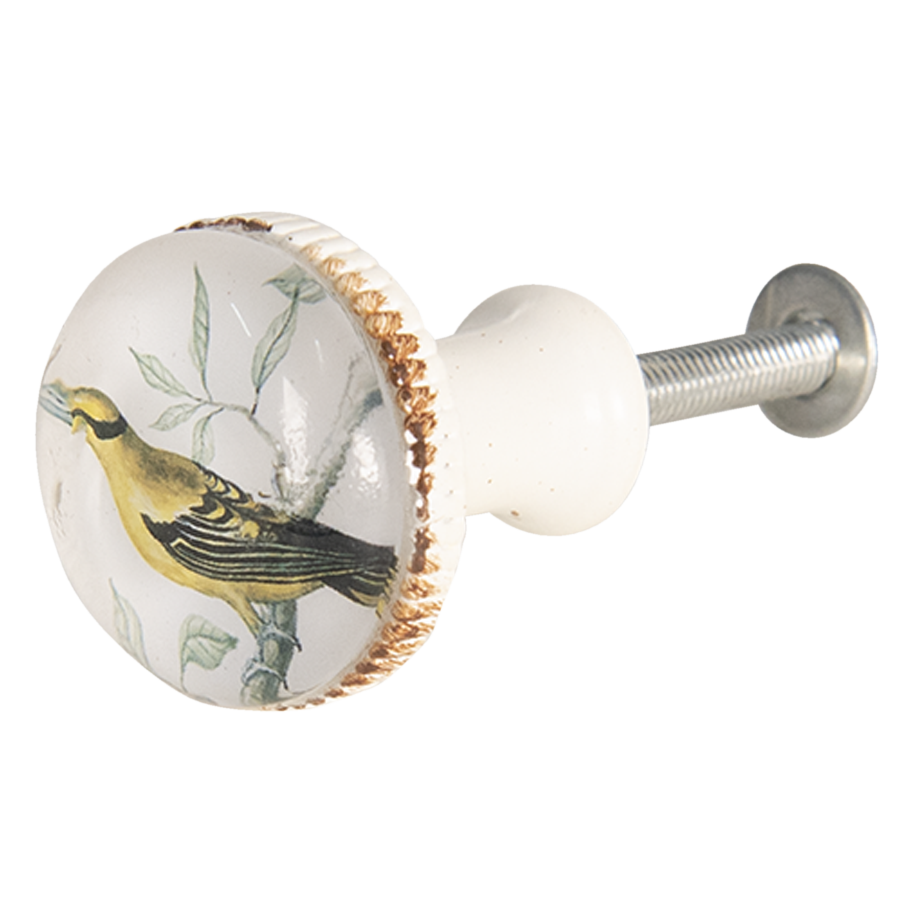 deurknop meubelknop vogel gele vogel
