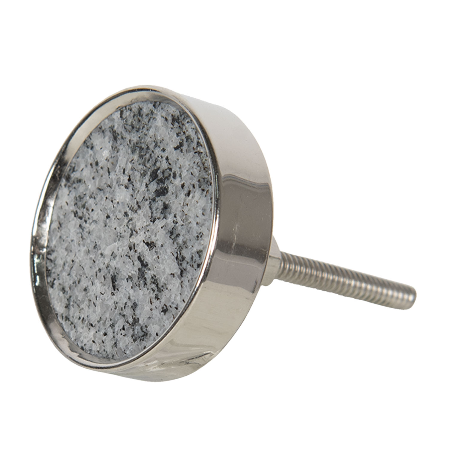 deurknop meubelknop rond zilver steen grijs goed gestyled
