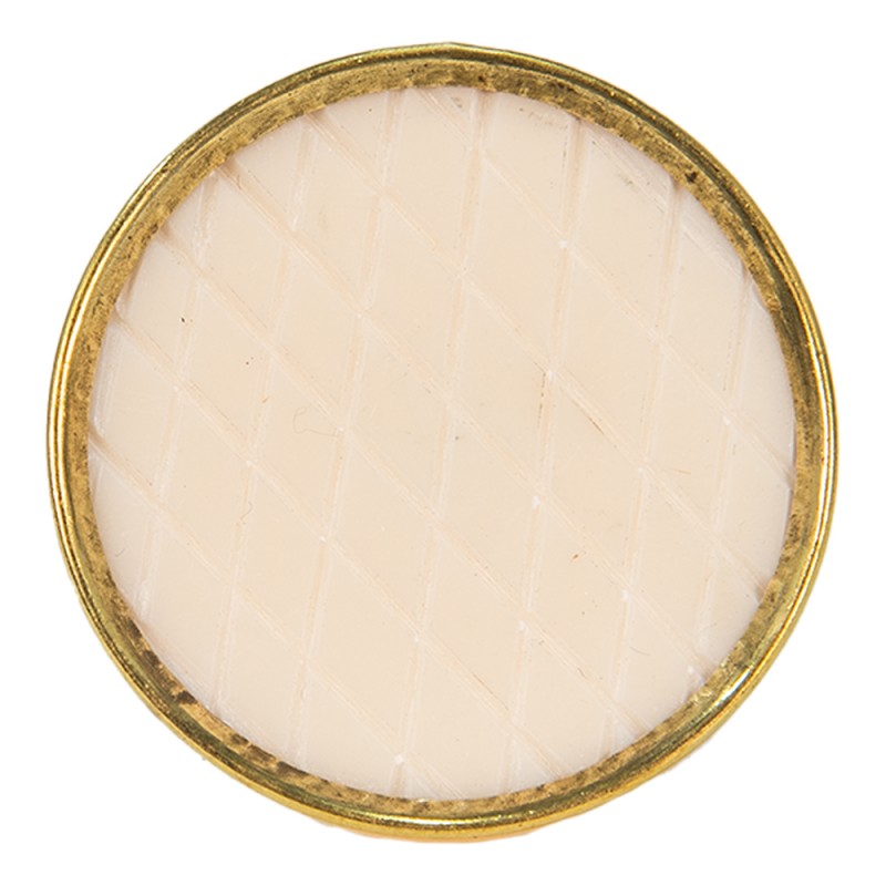 deurknop meubelknop rond goud met ruit patroon in het creme 