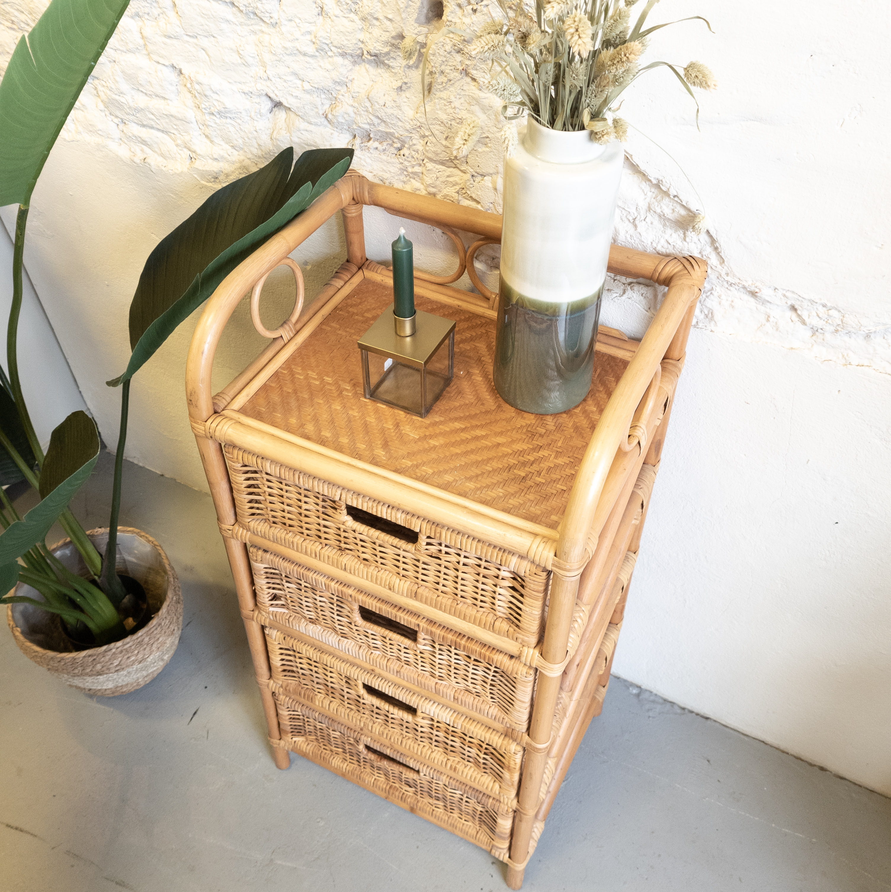 Vintage rotan ladekastje Goed Gestyled Brielle