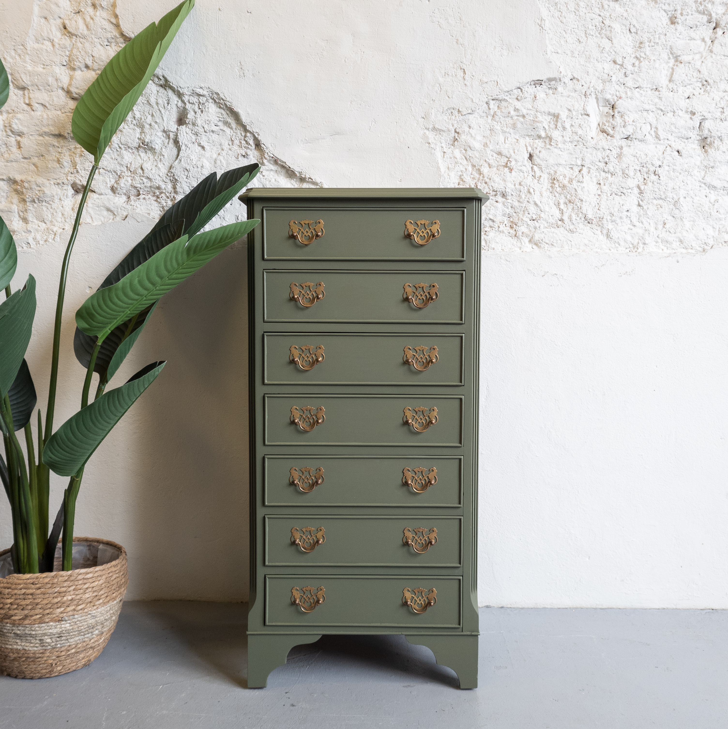 Ladekastje met 7 lades en originele handgrepen Goed Gestyled Fusion Mineral paint bayberry groen