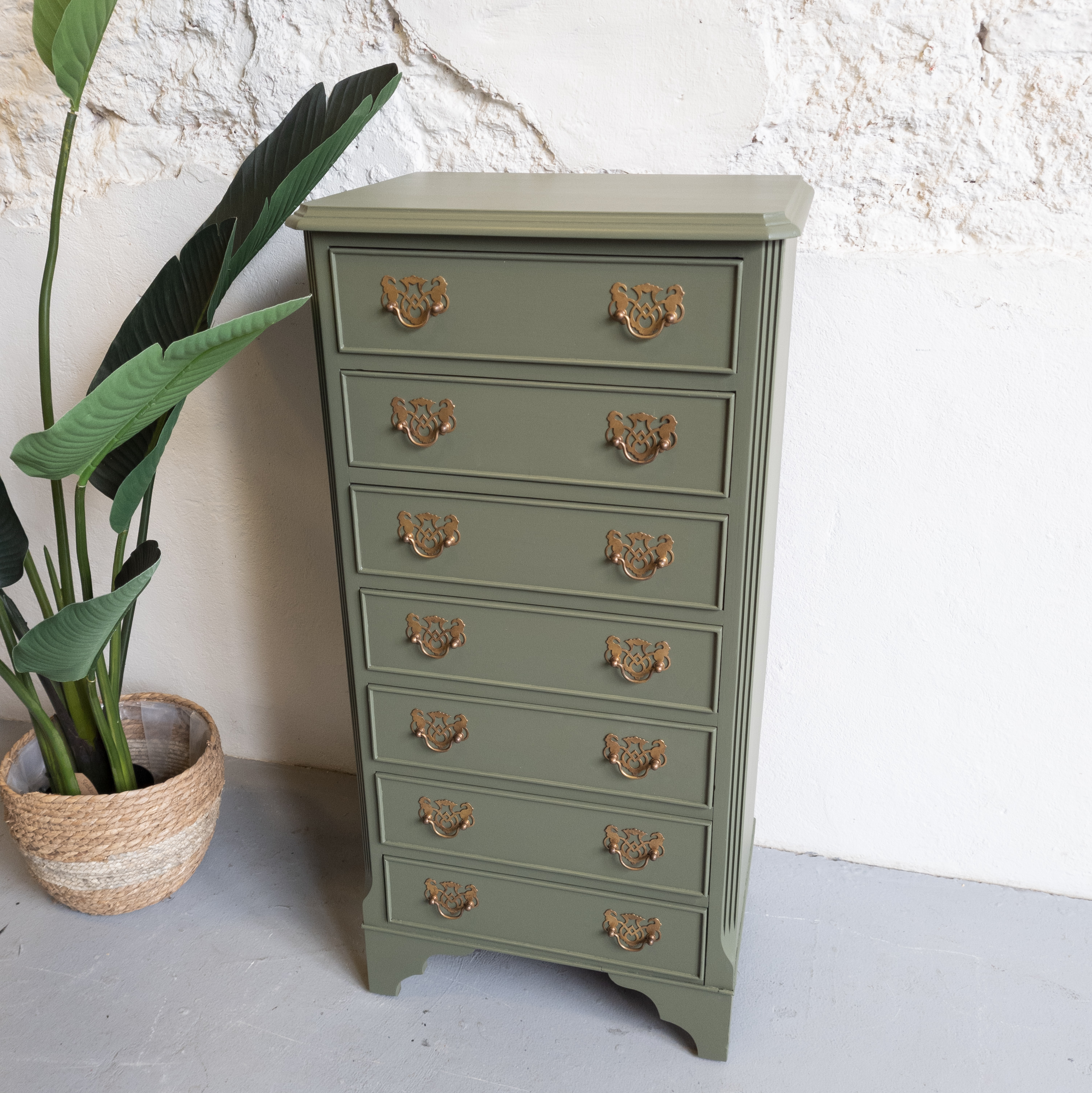 Ladekastje met 7 lades en originele handgrepen Goed Gestyled Fusion Mineral paint bayberry groen