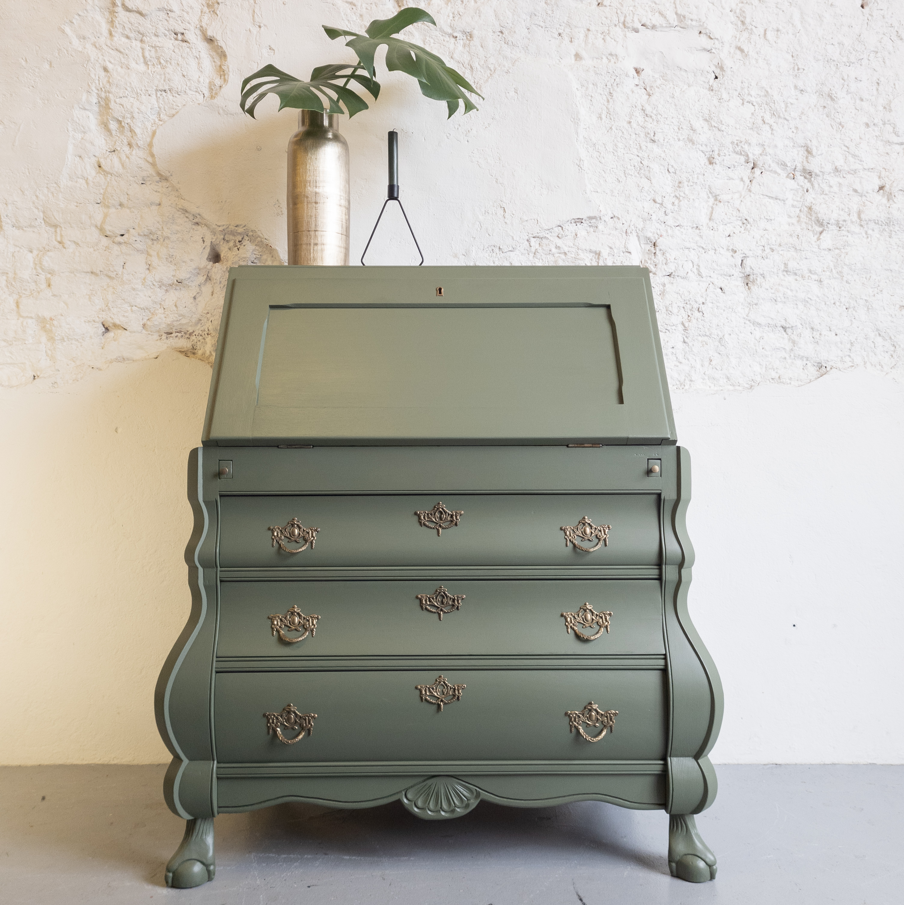 rechtbank Drama het formulier Gave tuiswerkplek! Secretaire groen geverfd met Fusion Mineral Paint