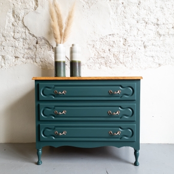 eikenhouten Ladekast opgeknapt Deep Teal Fusion Mineral Paint recipe 