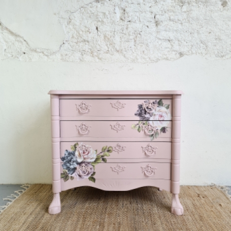 Buikkastje, ladekastje Rose Water roze Goed Gestyled bloemen transfer Vintage Dream