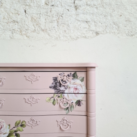 Buikkastje, ladekastje Rose Water roze Goed Gestyled bloemen transfer Vintage Dream