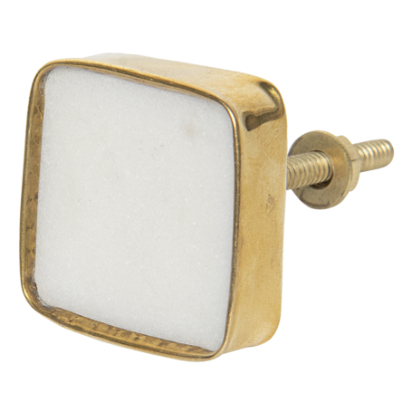 deurknop meubelknop goud en wit vierkant