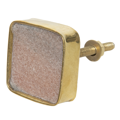 deurknop meubelknop goud en lichtroze vierkant