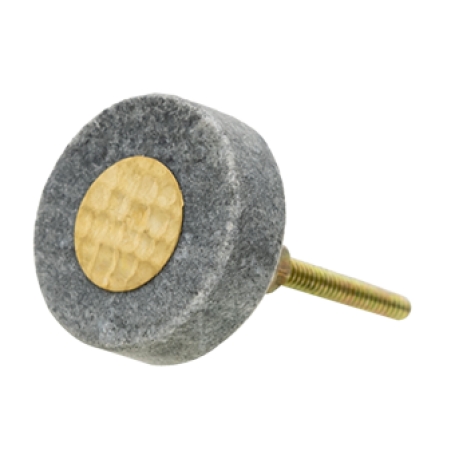 deurknop meubelknop rond goud steen grijs goed gestyled