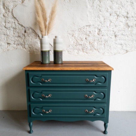 eikenhouten Ladekast opgeknapt Deep Teal Fusion Mineral Paint recipe \