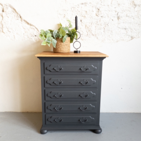 Antraciet ladekastje Fusion Mineral Paint ash Goed Gestyled Brielle 
