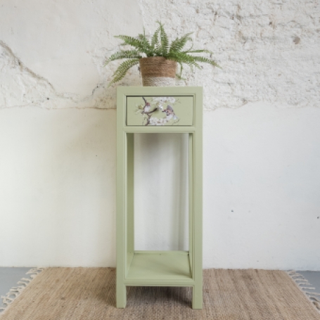 unieke plantentafel met schattige vogeltjes. fusion upper canada green. Goed Gestyled Brielle